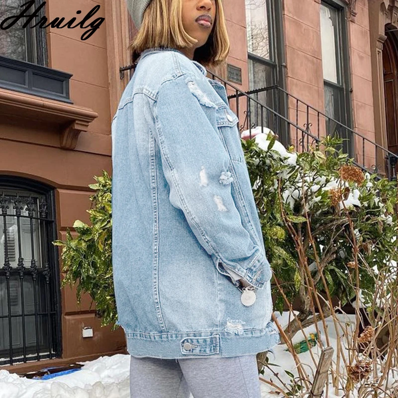 

Plus Size Jeans Jacket Women Vintage Stitching Turn-down Collar Women Clothing Fashion Casual Streetwear Chaquetas De Mujer