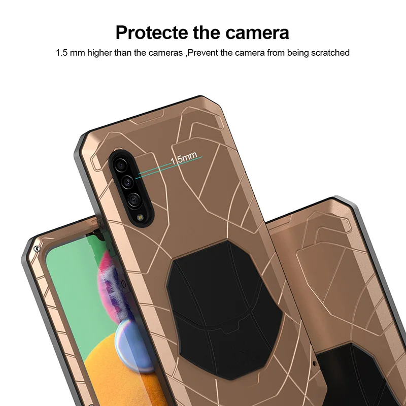 Для samsung Galaxy A90 5G Твердый корпус для телефона Алюминиевый металлический корпус Закаленное стекло Защитная крышка экрана сверхмощный защитный чехол