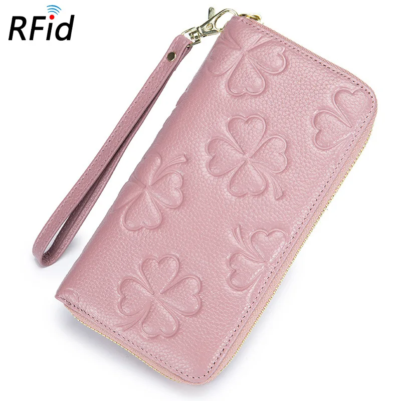 Женский кошелек для мобильного телефона Rfid длинный кожаный на молнии новый