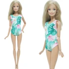 1 костюм, модная Кукла, Цельный купальник с зелеными листьями и цветочным узором, купальник, платье, пляжная одежда для куклы Барби, аксессуары, игрушки