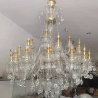 european villa crystal chandeliers atmospheric living room lamp modern restaurant double layer transparent bedroom chandelier