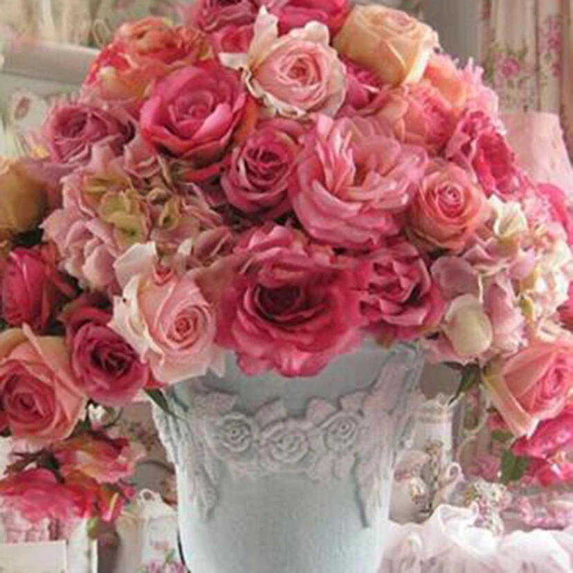 

Diamond Painting 5D DIY Flower Painting Pink Flower Picture Square/Round Diamond Cross Stitch Decorative Painting Artwork TX218