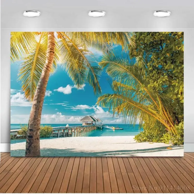 

Tropical Beach Photography Background Seaside Summer Wedding Baby Birthday Bridal Shower Party Photo Studio Backdrop