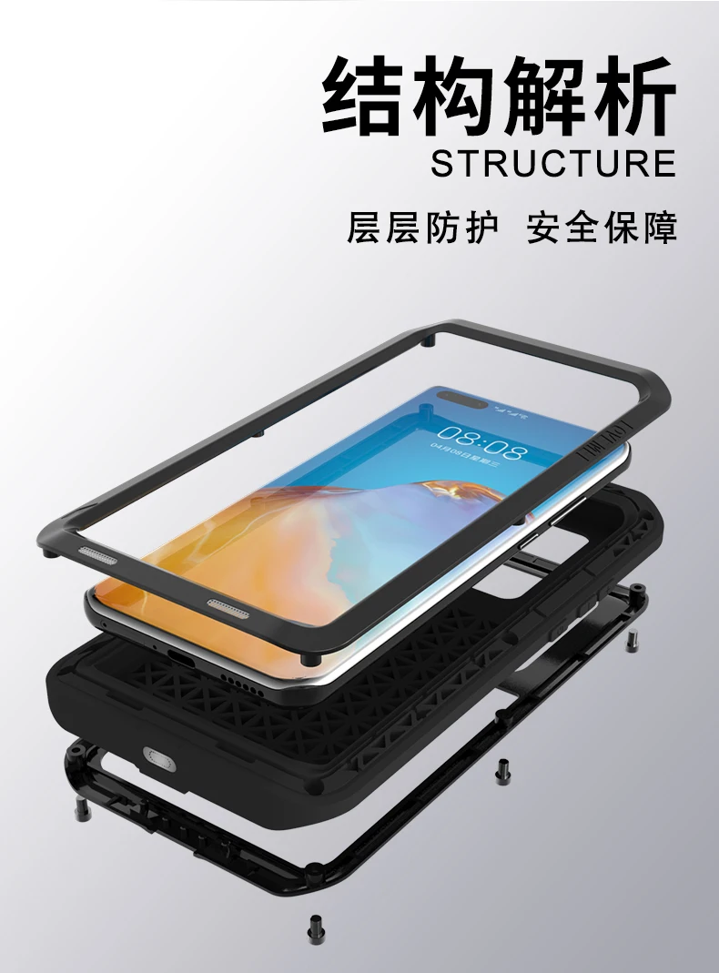 

LOVE MEI For Huawei P40 Pro Case Metal Aluminum + Hybrid Silicon Shockproof Dirtproof Armor Case for Huawei P40 Pro Case