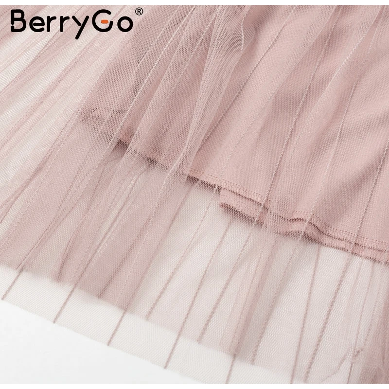 BerryGo сексуальное длинное вечернее платье с глубоким v-образным вырезом женское элегантное Плиссированное осеннее платье с открытой спиной, Сетчатое платье для ночного клуба, женское платье