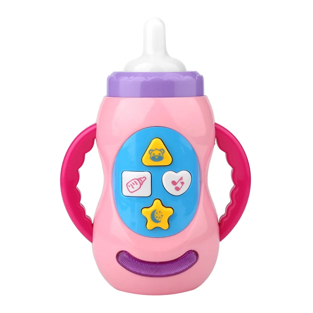 Pink Детские музыкальные игрушки, безопасный музыкальный светильник, бутылочка для молока, музыкальные игрушки для кормления, Обучающие Развивающие игрушки для детей, детские игрушки - Цвет: Pink