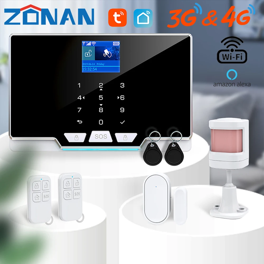 ZONAN G24 Tuya Wifi 3G 4G Security Alarm System Home New Door Motion Sensor Apps Control Smart House Wireless Security Alarm Kit