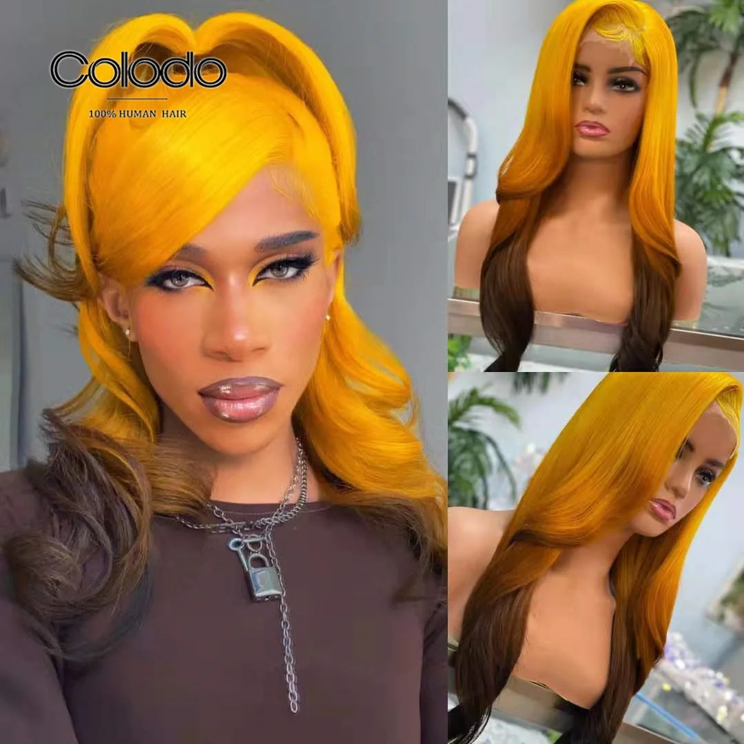 Brazilian Lace Wig With Baby Hair Body Wave Remy Hair Orange Brown Ombre Transparent Lace Wig Human Hair Wigs For Women