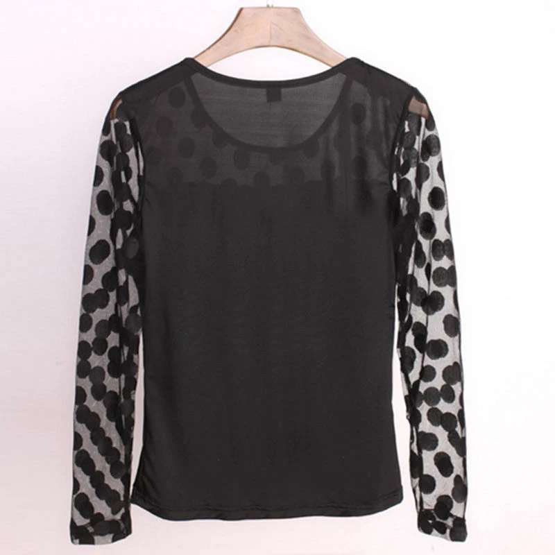 

Fashion Women Blouses 2020 Autumn Women Polka Dot Long Sleeve Blouse Female Elegant Black O Neck Blouses Shirts Office Lady Tops