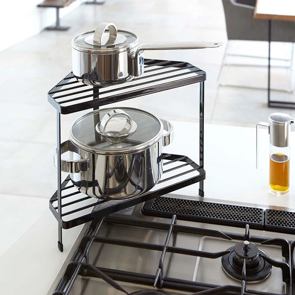 

Треугольный стеллаж для хранения, фотостеллаж для сушки посуды с двумя уровнями