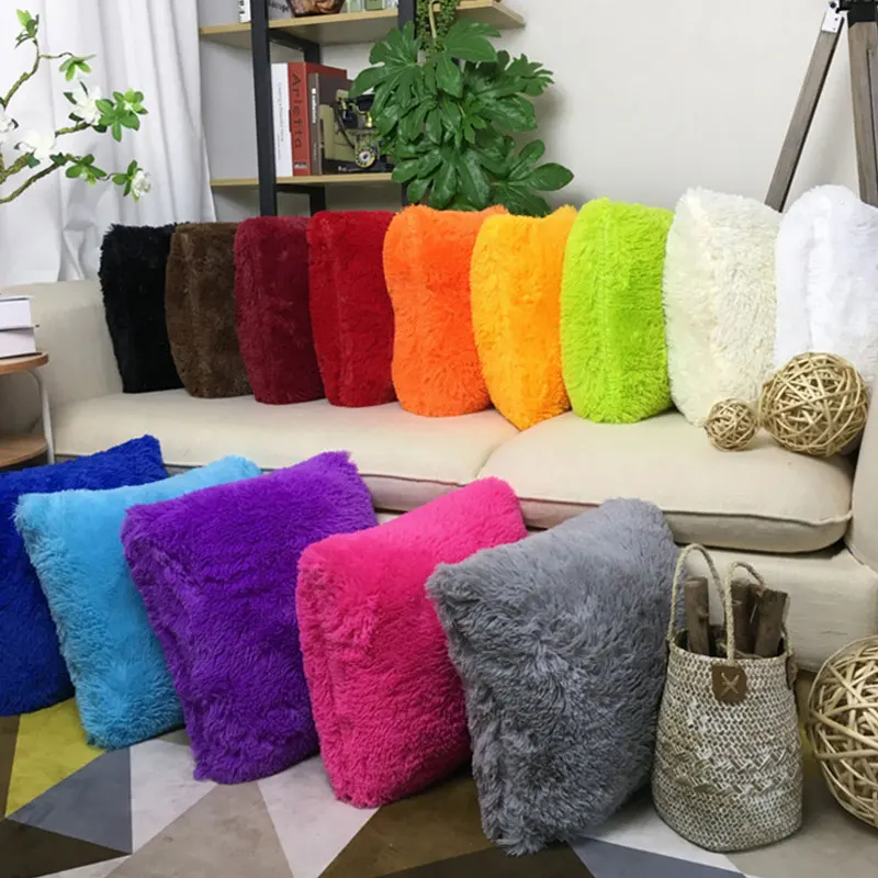 

Soft Plush Faux Fur Decorative Cushion Pillowcase Throw Pillow For Sofa Car Chair Hotel Home Decoration Wholesale