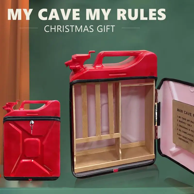 

My Cave My Rules Jerry Can Bar Mini Gasoline Barrel Wine Cabinet Display Drink Barrel Organizer Box Shelf Funny Gift For Dad Hus
