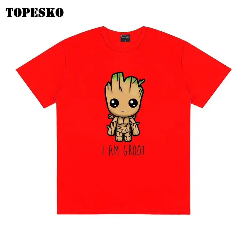 TOPESKO Футболка с принтом «I Am Groot», Мужская футболка из хлопка с коротким рукавом и рисунком, брендовая одежда больших размеров для подростков