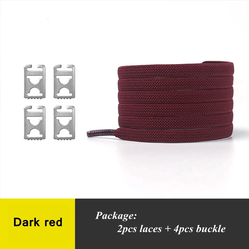 Dark red Шнурки для обуви без завязок, эластичные шнурки, простые, удобные, быстрые, плоские шнурки, модные кроссовки для отдыха, шнурки для отдыха, 1 пара - Цвет: Dark red