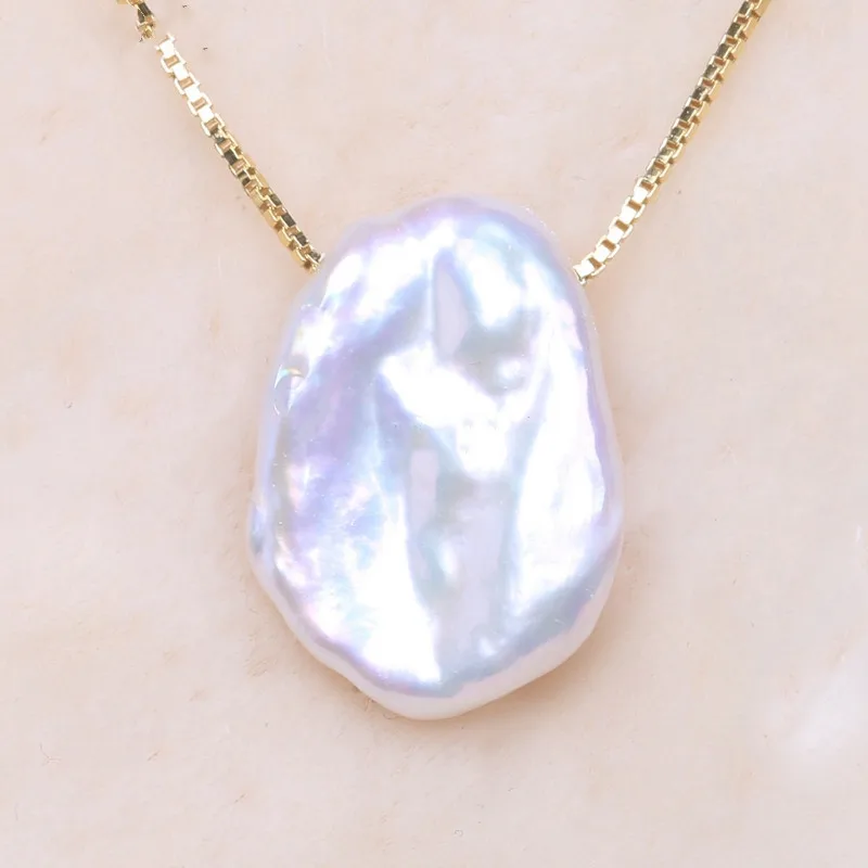 Ожерелье-цепочка с натуральным пресноводным жемчугом украшение из