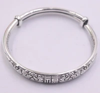 new pure 999 fine silver cuff bangle 9mm lotus the character fortune 55 60mm 35 28g