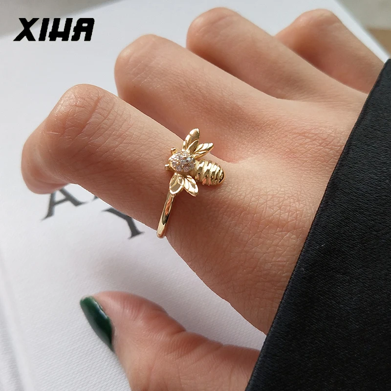 925 пробы Серебряные кольца минималистичный 2019 Мёд Шмель Кольцо пчела для Для