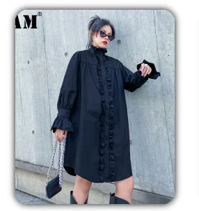 [EAM] Новинка весна лето темперамент Стразы Сплит соединение длинное индивидуальное женское ожерелье Мода волна все-матч JU202