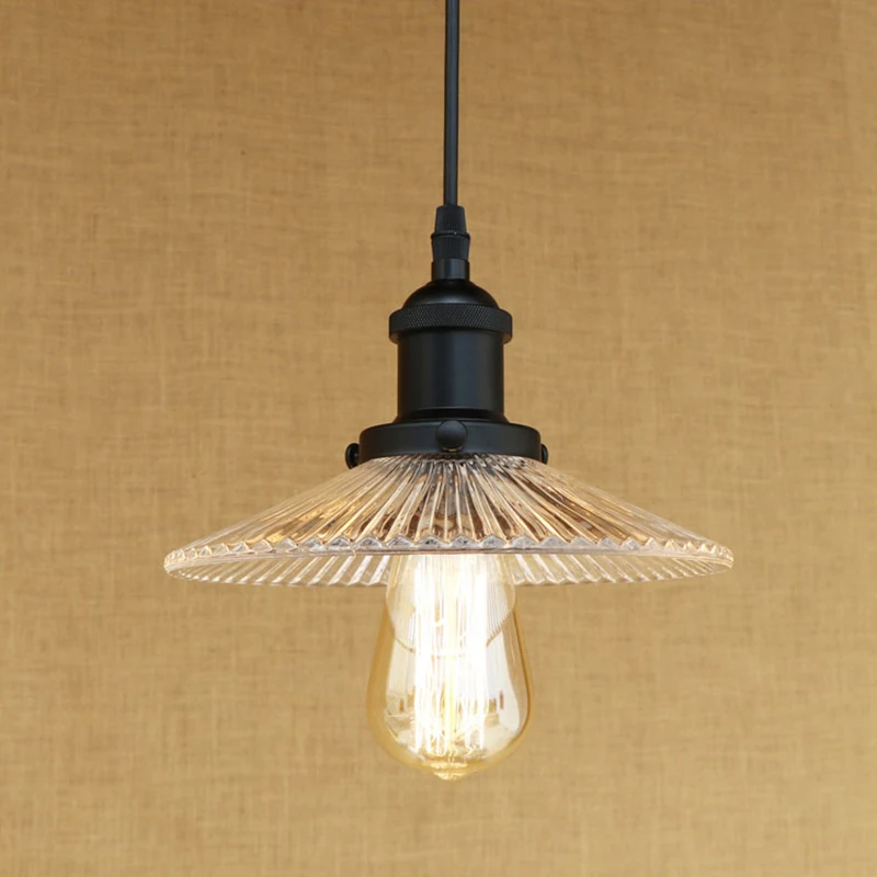 Винтажный стеклянный подвесной светильник E27 в стиле лофт освещение ретро для