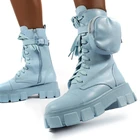 Женские ботинки 2021, модные массивные ботинки, ботинки на платформе с карманами, Белая обувь для женщин, осенне-зимние ботинки на высоком каблуке Botas Mujer