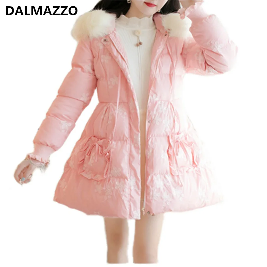 Высококачественная Женская пуховая куртка с большим меховым воротником и