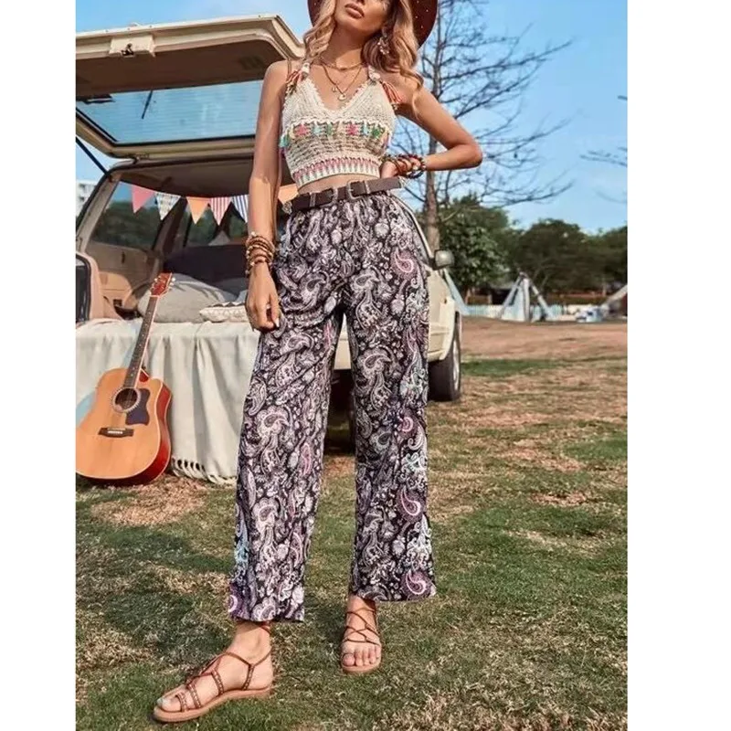 

Sexy Women's Halter Top Vests For Women Slim Deep V-neck Halter Summer Boho Colorblock Tank Tops Streetwear Crop Top Women