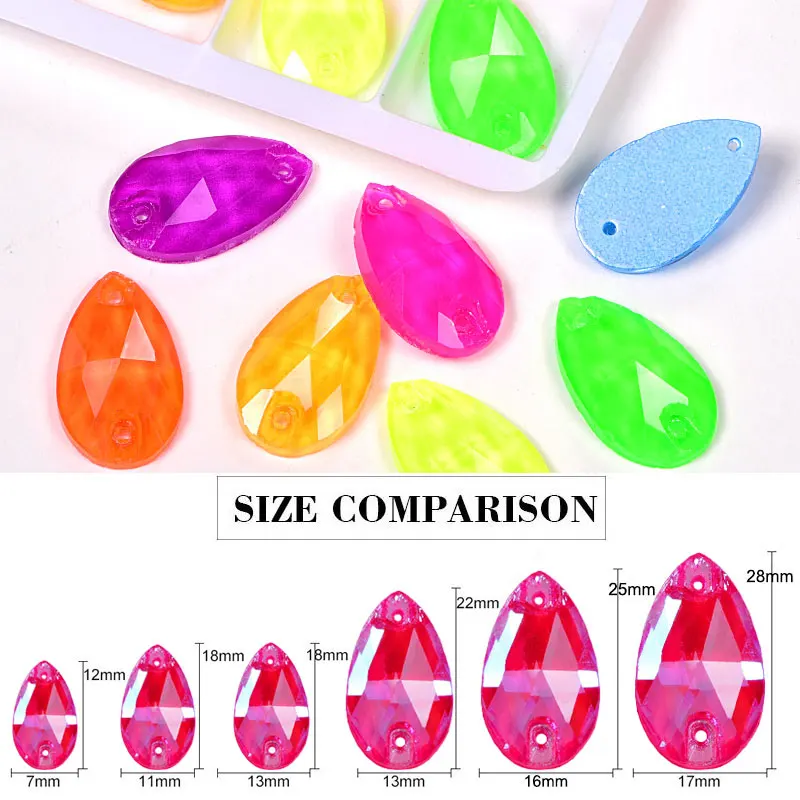 Каплевидные кристаллы AB пришитые стразы s плоские стеклянные флуоресцентные