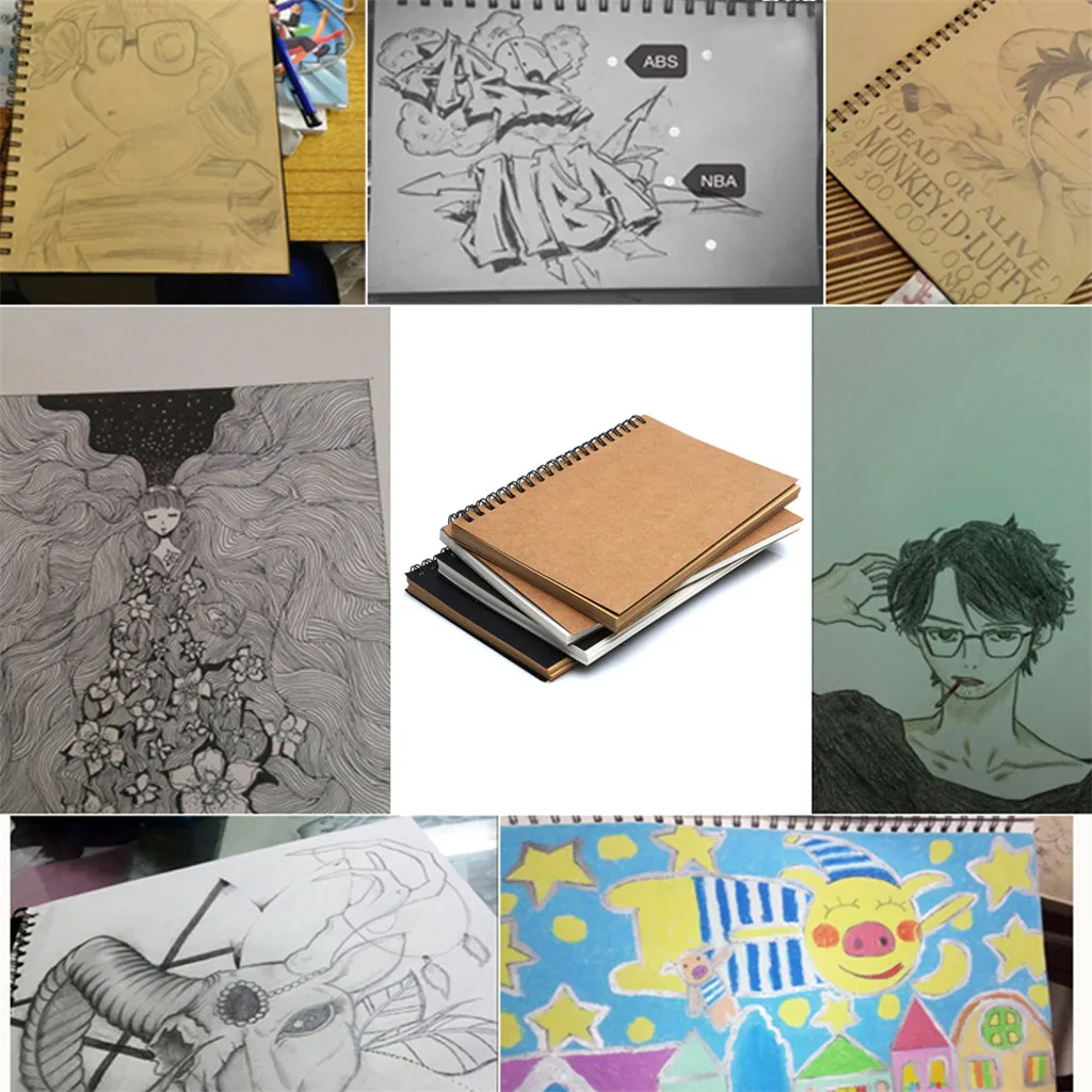 

Reeves Retro Spiral Bound Coil Sketch Book Blank Notebook Kraft Sketching Paper