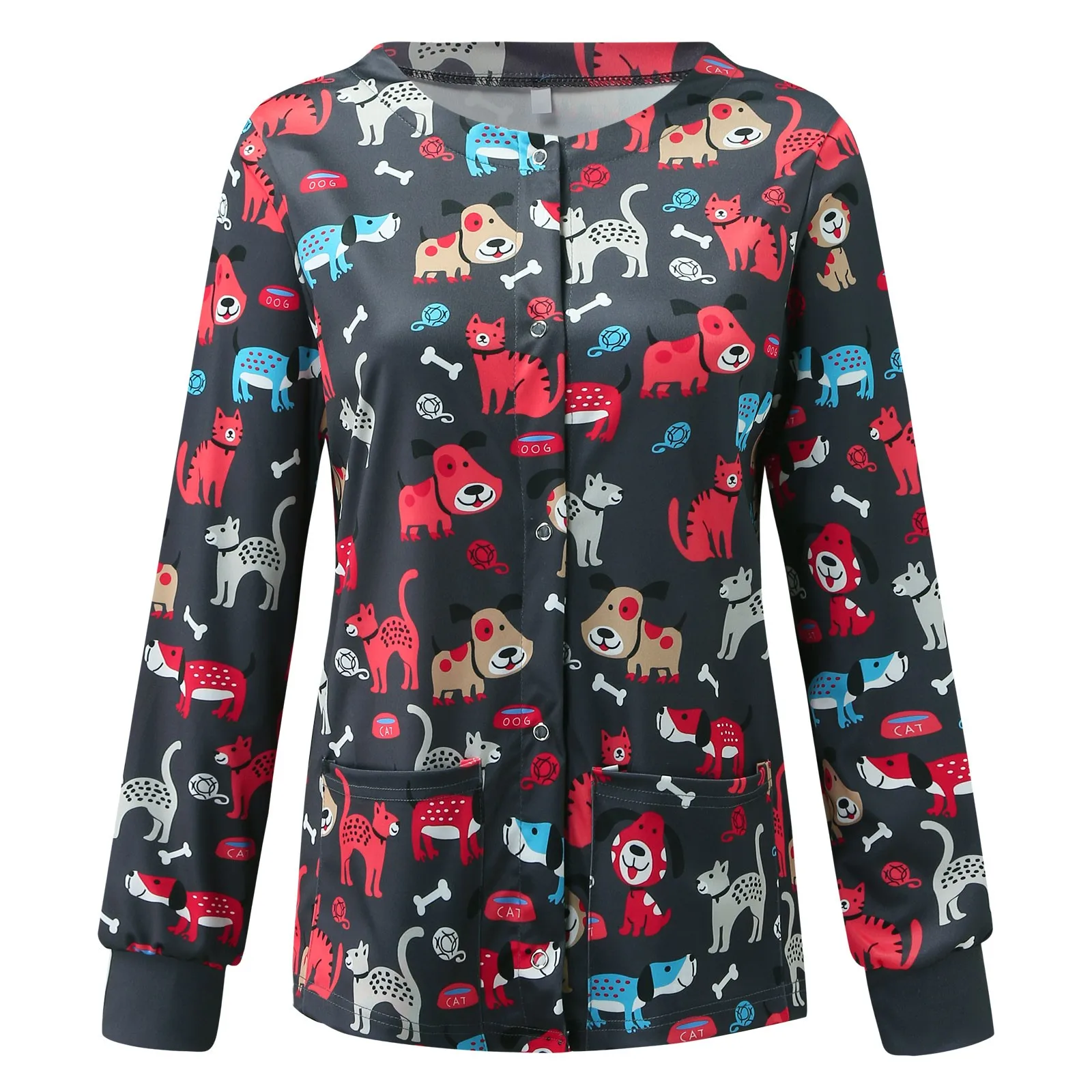 Медицинские униформы с длинным рукавом женские скрабы принтом униформа для