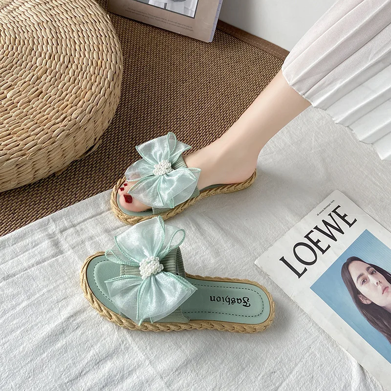 

Women sandals summer flat pearl sandals flip flops rome shoes string bead slippers mujer gladiator sandalias sapatos femininos