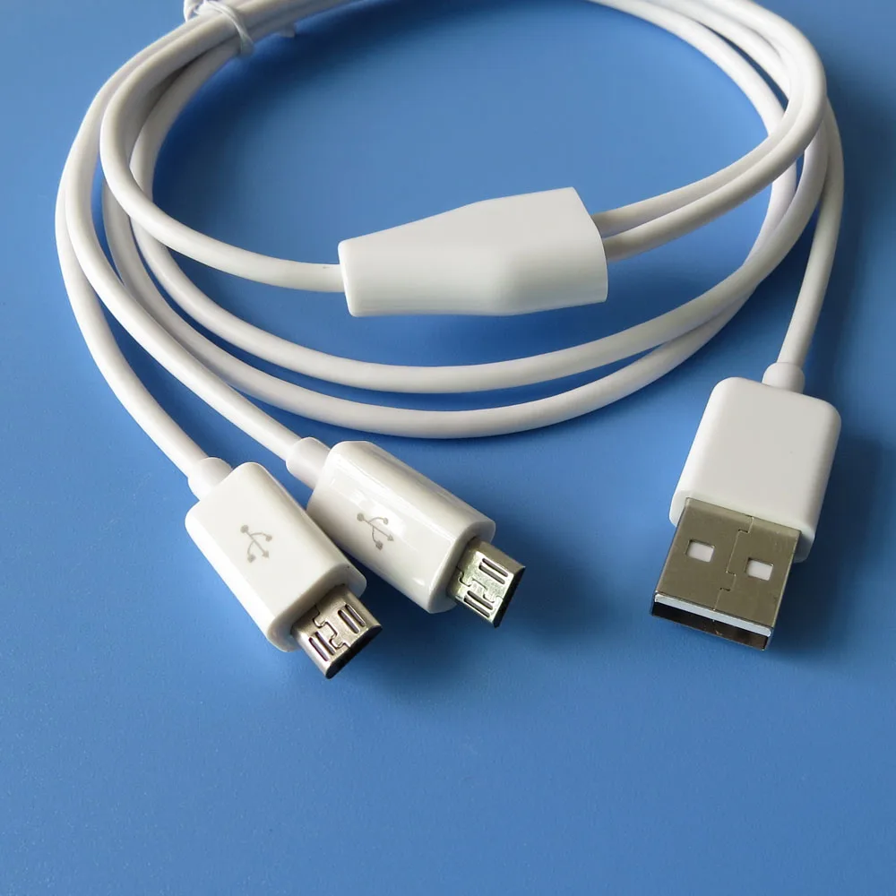Белый 1 м 3 фута Android Micro USB сплиттер кабель 2 0 к двойному Y зарядный Бесплатная