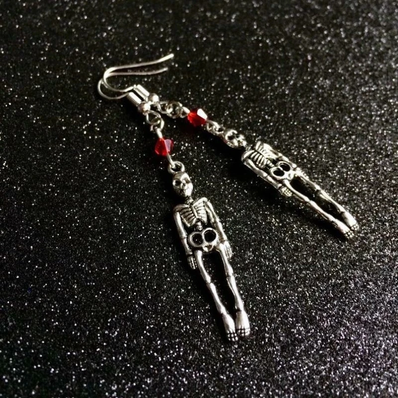

Vintage Skull Earrings Handmade Jewelry for Women Gothic Punk Halloween Skeleton Drop Dangle Party Gifts 001