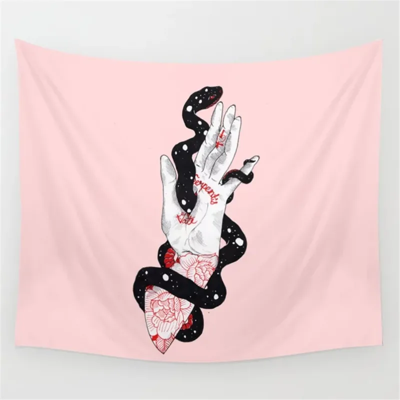 Дропшиппинг змея гобелен с изображением листьев настенный хиппи домашний декор