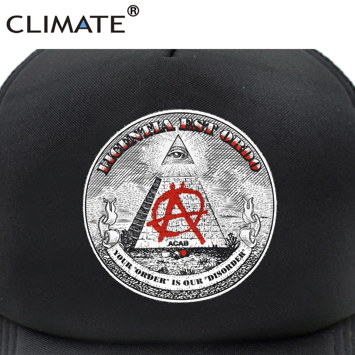 Новинка от CLIMATE кепка анархиста Мужская Кепка-тракер летняя крутая Кепка Черная