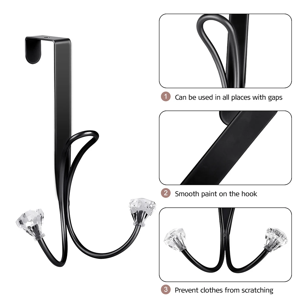 

2pcs Storage Rack Keys Double Hanger Elegant Coat Punch Free Bag Hat Space Saving Home Over The Door Clothes Hook Organizer