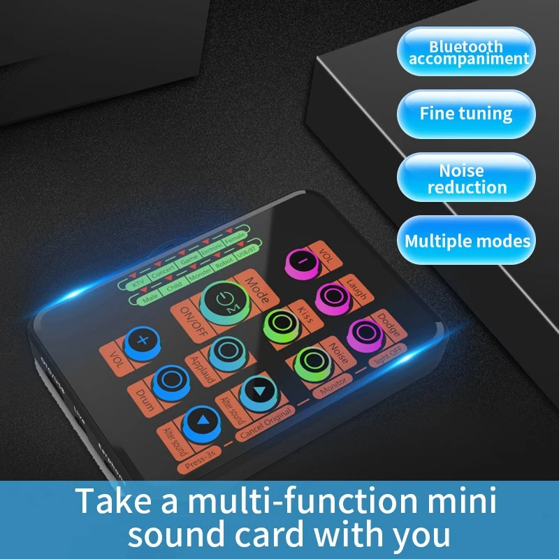 

Mobile Phone Computer Live Sound Card, Microphone Voice Changer Sound Card for Mobile Phone//Switch/IPad/Computer