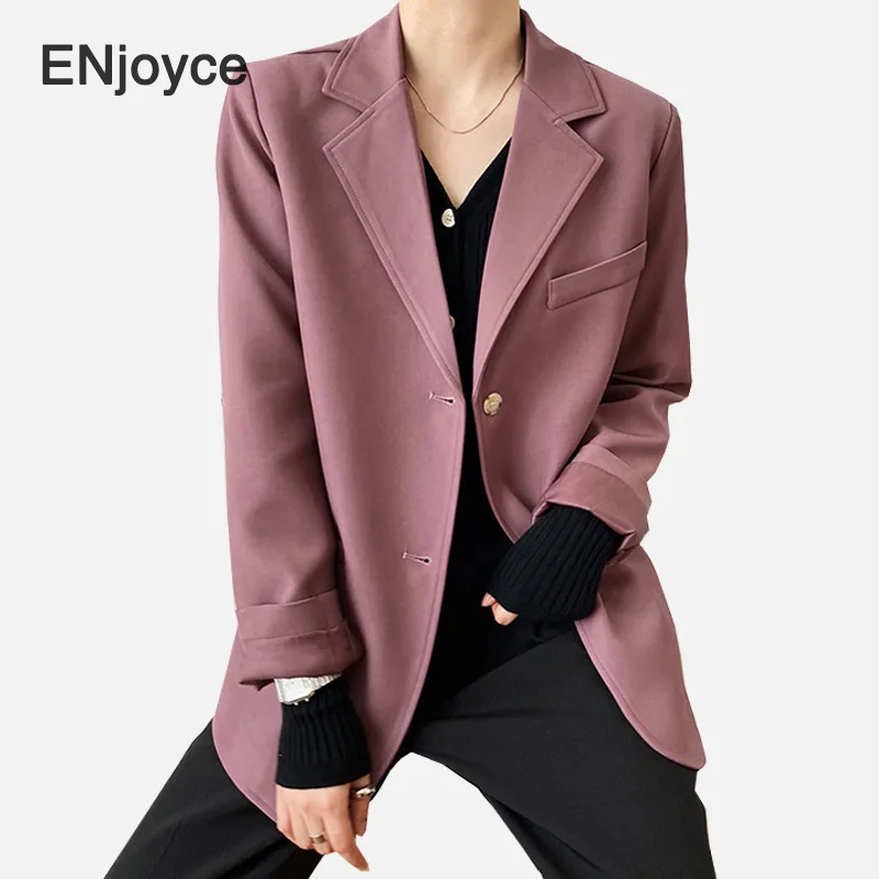 

Spring Fall Vintage Brick Red Long Sleeve Blazer Women New Lapel Korean Style Office Ladies Modern Chic Suit Jacket Trendy Tide