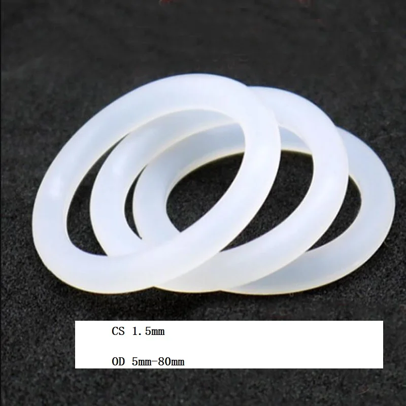 

1.5mm Silicone O-Ring Food Grade Seal Washer White Rubber O Ring OD 5 mm - 80 mm