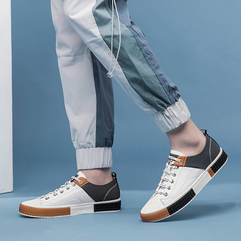 Кроссовки мужские из натуральной кожи на плоской подошве весна-осень | Обувь