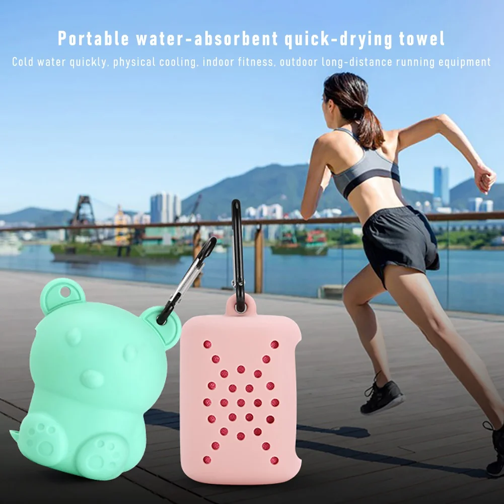 

2021 Winter Outdoor Towel Sports Instant Cooling Travel Quick Fitness Running Towel Silicone Bag Microfiber Ice Towel Portable