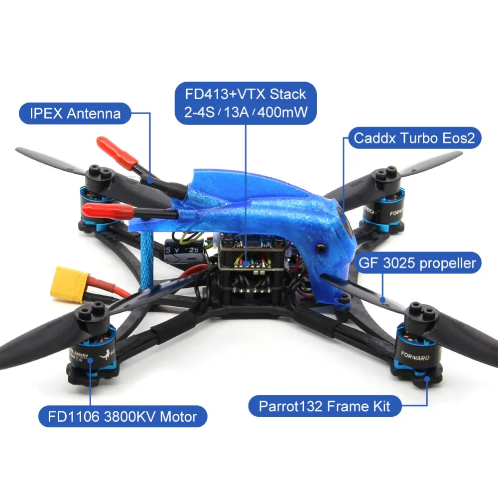 HGLRC Parrot132 FPV гоночный Дрон BNF F411 управление полетом 13A 4в1 ESC 1106 3800 кв мотор
