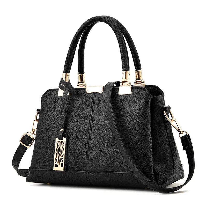 

New PU Leather Women Bag Shoulder Bag Tree Branches Metal Decor Solid Color Feminina Handbag Fashion Crossbody Bag