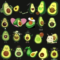 cartoons heat transfer avocado fruits vinyl sticker for kids iron on printing patches clothes diy washable t shirt decoration