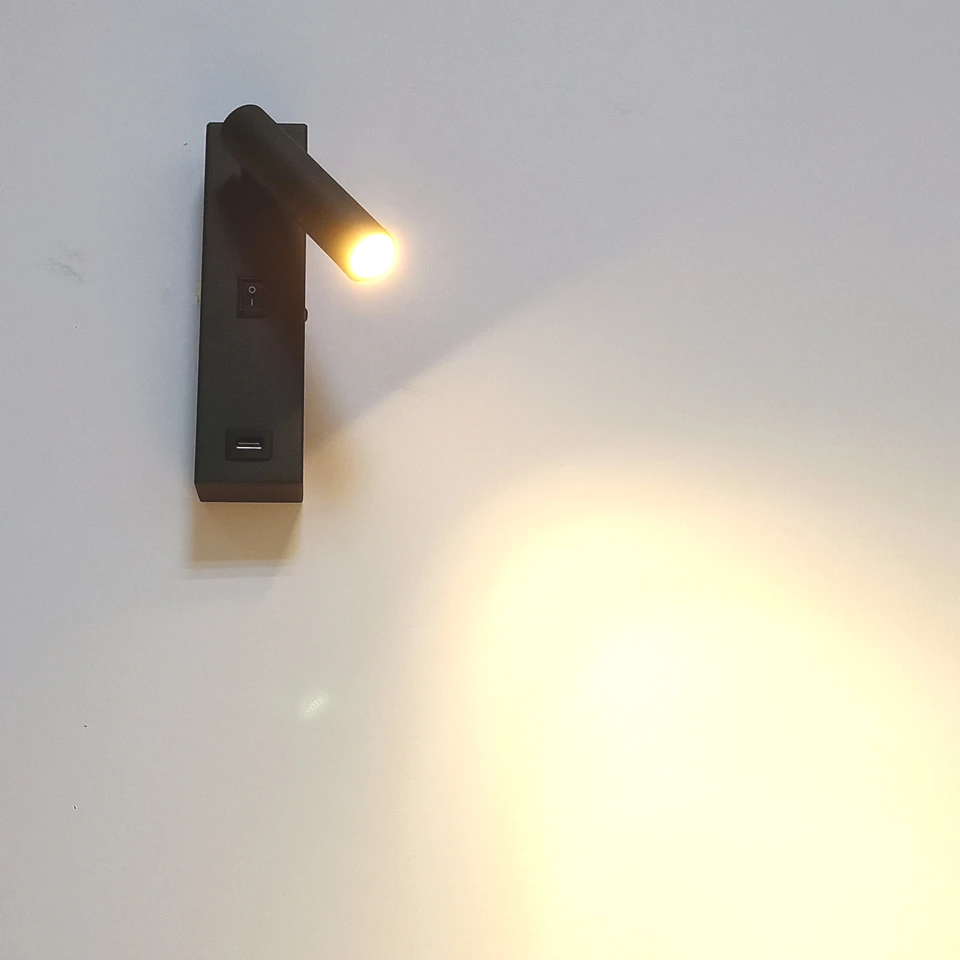Apextech светодиодный настенный светильник прикроватный USB зарядное устройство лампа для чтения современный стиль с выключателем для спальни отеля