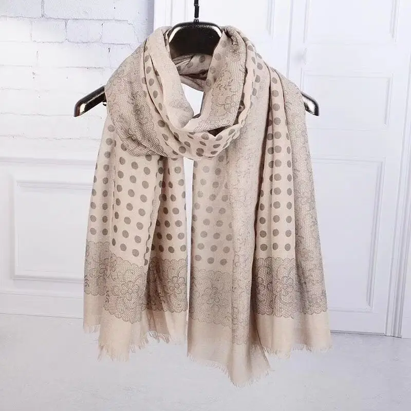 Женский горошек Кружева капли воды печать длинный шарф обернуть шаль синий