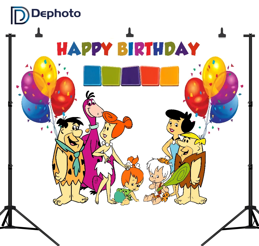 DePhoto фон для фотосъемки с героями мультфильмов Flintstones день рождения ребенка