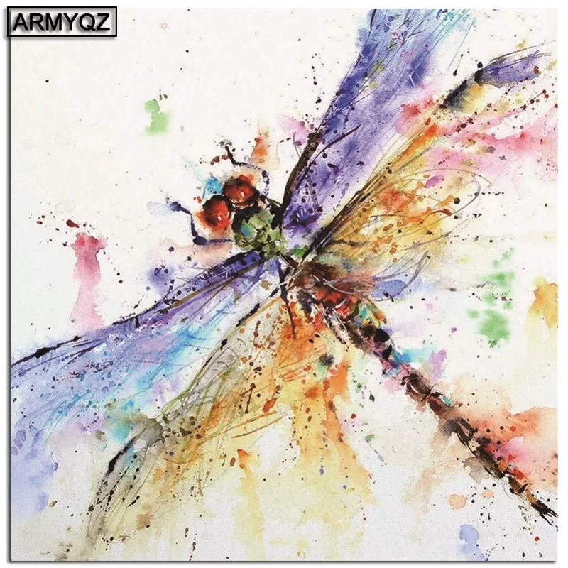 5d Diy Алмазная картина для детей акварельная красочная стрекоза полный
