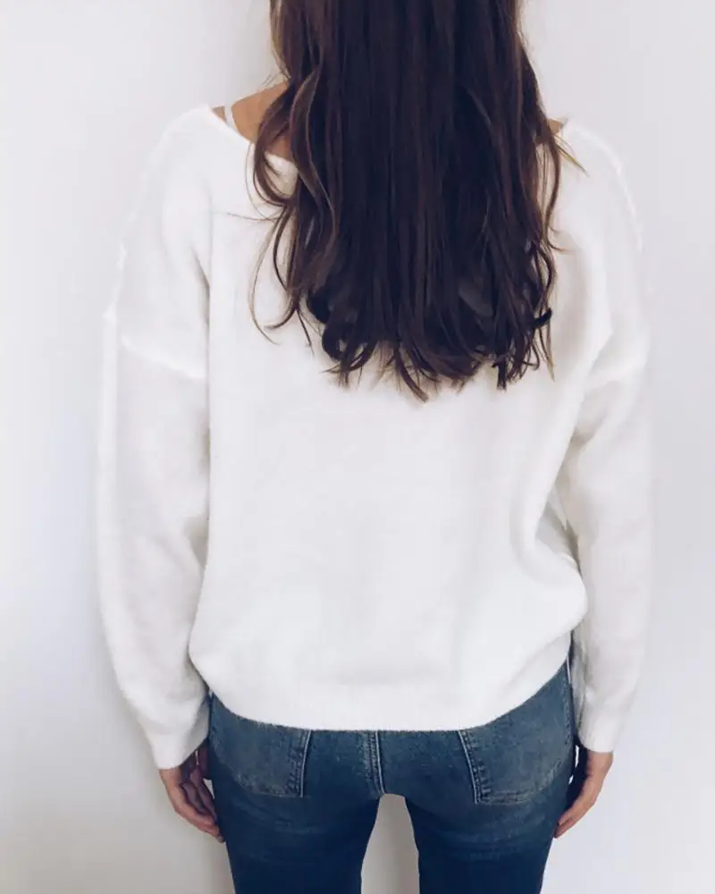 Осень 2020 женский элегантный базовый Повседневный Топ с v-образным вырезом модный