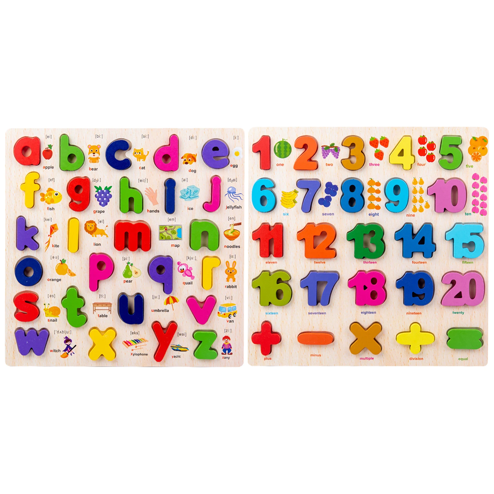 

Wooden Alphabet Number Puzzle Kids Early Learning Educational Teaching Aids Montessori Math Learning Board Kids