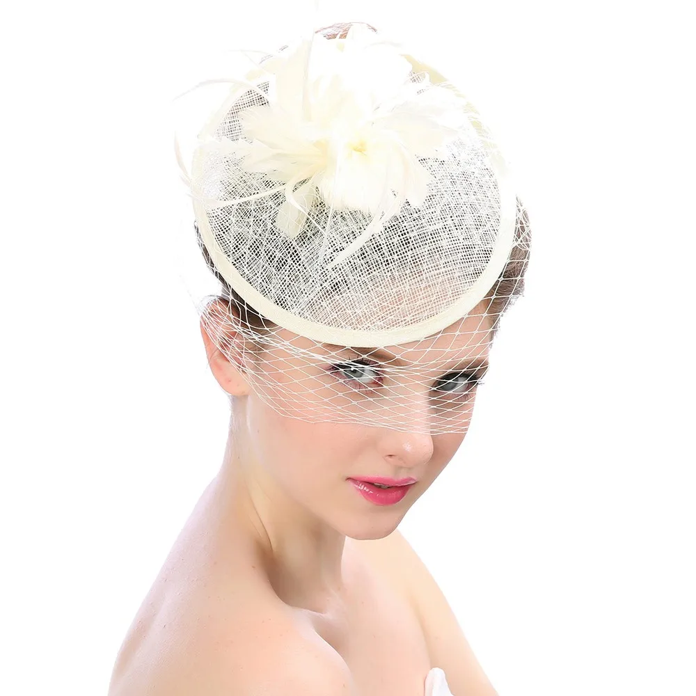 Модные женские головные уборы для свадебной вечеринки Вуалетка сетчатая шляпа с